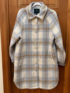 7 For All Mankind- Warm Mohair Looking  Check Coat- Snap closure-